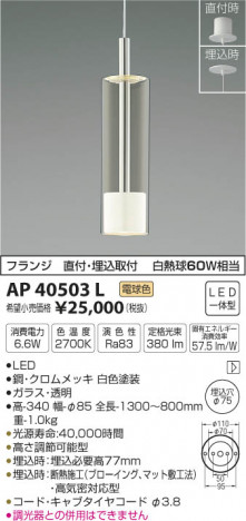 �������߾��� KOIZUMI �ڥ����� LED���ŵ忧�� AP40503L �ᥤ��̿�
