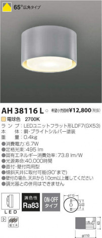 �������߾��� KOIZUMI LED ������� AH38116L �ᥤ��̿�