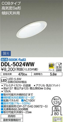 ���ʼ̿���DAIKO ����ŵ� LED ������饤��(��������) DDL-5024WW