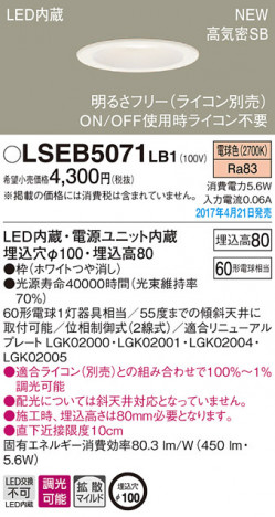 Panasonic LED ������饤�� LSEB5071LB1 �ᥤ��̿�