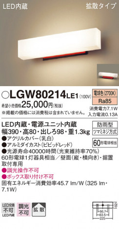 Panasonic LED �������ƥꥢ�������ȥɥ� LGW80214LE1 �ᥤ��̿�