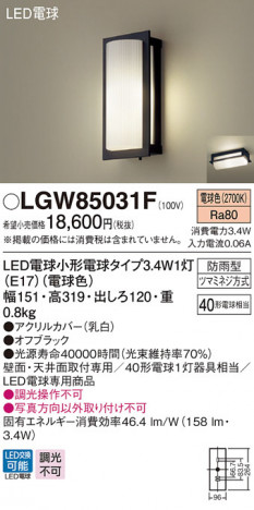Panasonic LED �������ƥꥢ�������ȥɥ� LGW85031F �ᥤ��̿�
