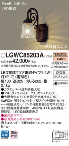 Panasonic LED �������ƥꥢ�������ȥɥ� LGWC85203A �ᥤ��̿�