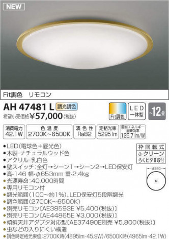 �������߾��� KOIZUMI LED ������� AH47481L �ᥤ��̿�