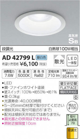 �������߾��� KOIZUMI LED �ⵤ̩������饤�� AD42799L �ᥤ��̿�