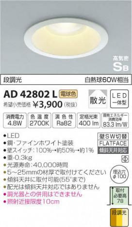 ߾ KOIZUMI LED ⵤ̩饤 AD42802L ᥤ̿