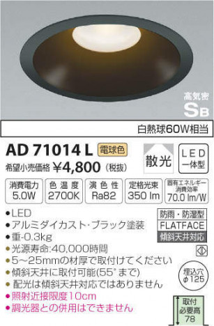 �������߾��� KOIZUMI LED �ɱ��ɼ���������饤�� AD71014L �ᥤ��̿�