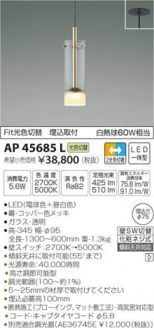 �������߾��� KOIZUMI LED �ڥ����� AP45685L �ᥤ��̿�