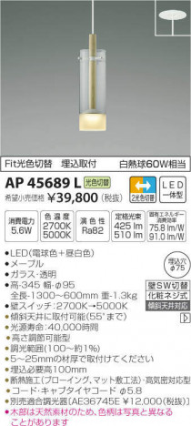 �������߾��� KOIZUMI LED �ڥ����� AP45689L �ᥤ��̿�
