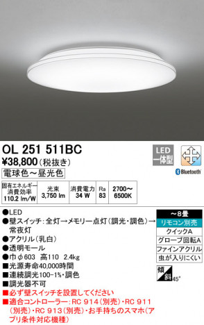 ODELIC �����ǥ�å� LED ������󥰥饤�� OL251511BC �ᥤ��̿�