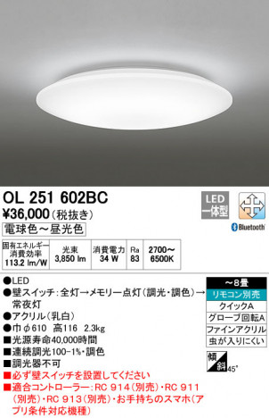 ODELIC �����ǥ�å� LED ������󥰥饤�� OL251602BC �ᥤ��̿�