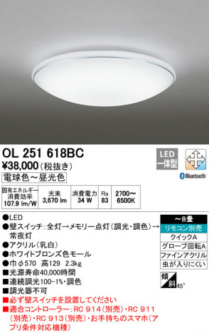 ODELIC �����ǥ�å� LED ������󥰥饤�� OL251618BC �ᥤ��̿�