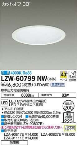 ���ʼ̿���DAIKO ����ŵ� �����ȥɥ�������饤�� LZW-60799NW