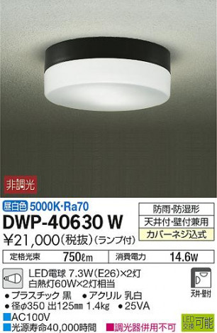 DAIKO ����ŵ� �����ȥɥ��饤�� DWP-40630W �ᥤ��̿�