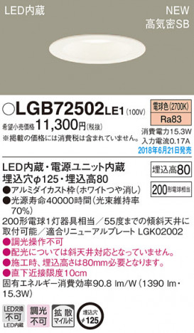 Panasonic ������饤�� LGB72502LE1 �ᥤ��̿�