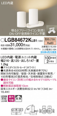 Panasonic ���ݥåȥ饤�� LGB84672KLB1 �ᥤ��̿�