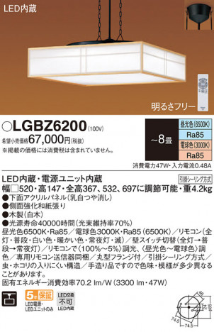 Panasonic �ڥ����ȥ饤�� LGBZ6200 �ᥤ��̿�