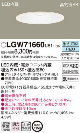 Panasonic ������饤�� LGW71660LE1 �ᥤ��̿�