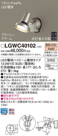 Panasonic �������ƥꥢ�������ȥɥ� LGWC40102 �ᥤ��̿�