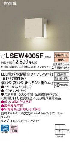 Panasonic �������ƥꥢ�������ȥɥ� LSEW4005F �ᥤ��̿�