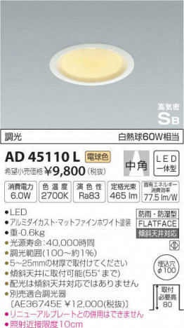 �������߾��� KOIZUMI �ⵤ̩������饤�� AD45110L �ᥤ��̿�