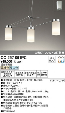 ODELIC �����ǥ�å� �����ǥꥢ OC257091PC �ᥤ��̿�