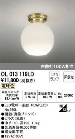 ODELIC �����ǥ�å� ����������󥰥饤�� OL013119LD �ᥤ��̿�