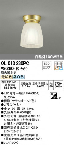 ODELIC �����ǥ�å� ����������󥰥饤�� OL013230PC �ᥤ��̿�