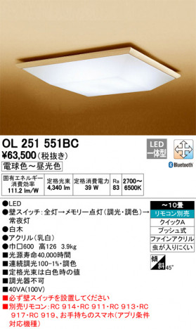 ODELIC �����ǥ�å� ������󥰥饤�� OL251551BC �ᥤ��̿�