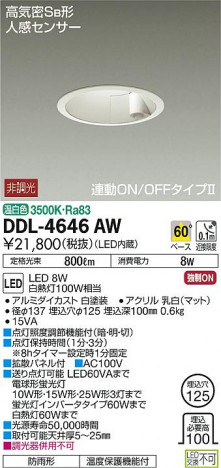 ���ʼ̿� | DAIKO ����ŵ� �ʹ����󥵡��ե�����饤�� DDL-4646AW
