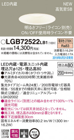 Panasonic LED ������饤�� LGB72522LB1 �ᥤ��̿�