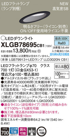 Panasonic LED ������饤�� XLGB78695CB1 �ᥤ��̿�