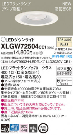 Panasonic LED �������ƥꥢ�������ȥɥ� XLGW72504CE1 �ᥤ��̿�
