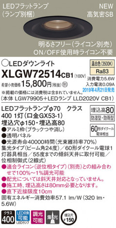 Panasonic LED �������ƥꥢ�������ȥɥ� XLGW72514CB1 �ᥤ��̿�