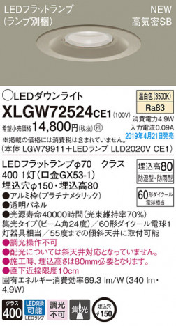 Panasonic LED �������ƥꥢ�������ȥɥ� XLGW72524CE1 �ᥤ��̿�