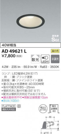 KOIZUMI �������߾��� �ⵤ̩������饤�� AD49621L �ᥤ��̿�