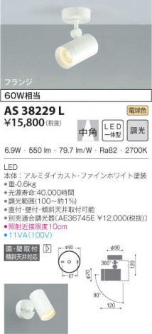 KOIZUMI �������߾��� ���ݥåȥ饤�� AS38229L �ᥤ��̿�