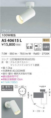 KOIZUMI �������߾��� ���ݥåȥ饤�� AS40615L �ᥤ��̿�