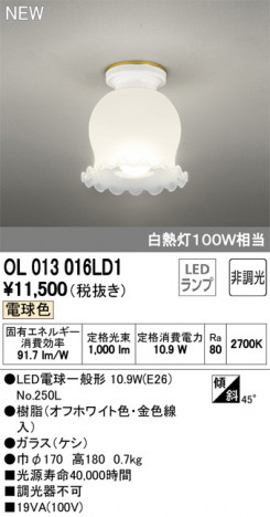 ODELIC �����ǥ�å� ����������󥰥饤�� OL013016LD1 �ᥤ��̿�