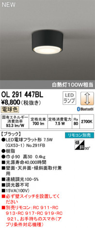 ODELIC �����ǥ�å� ����������󥰥饤�� OL291447BL �ᥤ��̿�