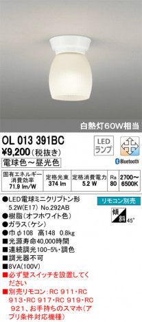 ODELIC �����ǥ�å� ����������󥰥饤�� OL013391BC �ᥤ��̿�