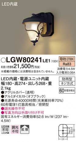 Panasonic �������ƥꥢ�饤�� LGW80241LE1 �ᥤ��̿�