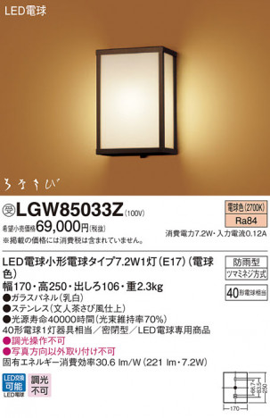 Panasonic �������ƥꥢ�饤�� LGW85033Z �ᥤ��̿�