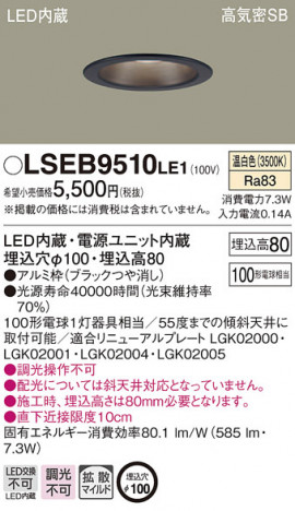 Panasonic 饤 LSEB9510LE1 ᥤ̿