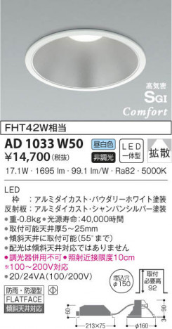 KOIZUMI �������߾��� �ⵤ̩������饤�� AD1033W50 ���β���