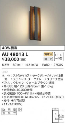 KOIZUMI �������߾��� �ɱ����֥饱�å� AU48013L ���β���