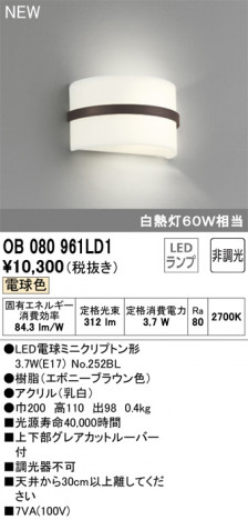 ODELIC �����ǥ�å� �֥饱�å� OB080961LD1 �ᥤ��̿�