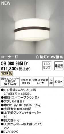 ODELIC �����ǥ�å� �֥饱�å� OB080965LD1 �ᥤ��̿�