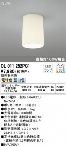 ODELIC �����ǥ�å� ����������󥰥饤�� OL011252PC1 �ᥤ��̿�