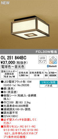 ODELIC �����ǥ�å� ����������󥰥饤�� OL251844BC �ᥤ��̿�